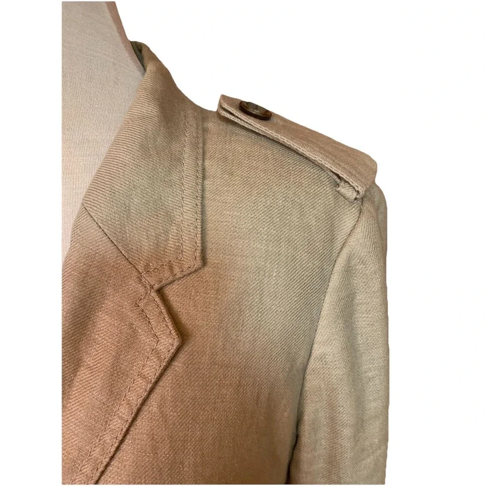 The Limited Linen Blazer Jacket Medium Career Office Khaki Epaulettes Peplum